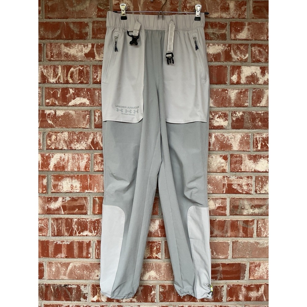 Under Armour UA Run Trail Pants Joggers S Two Tone Gray Cargo Pockets No Permit